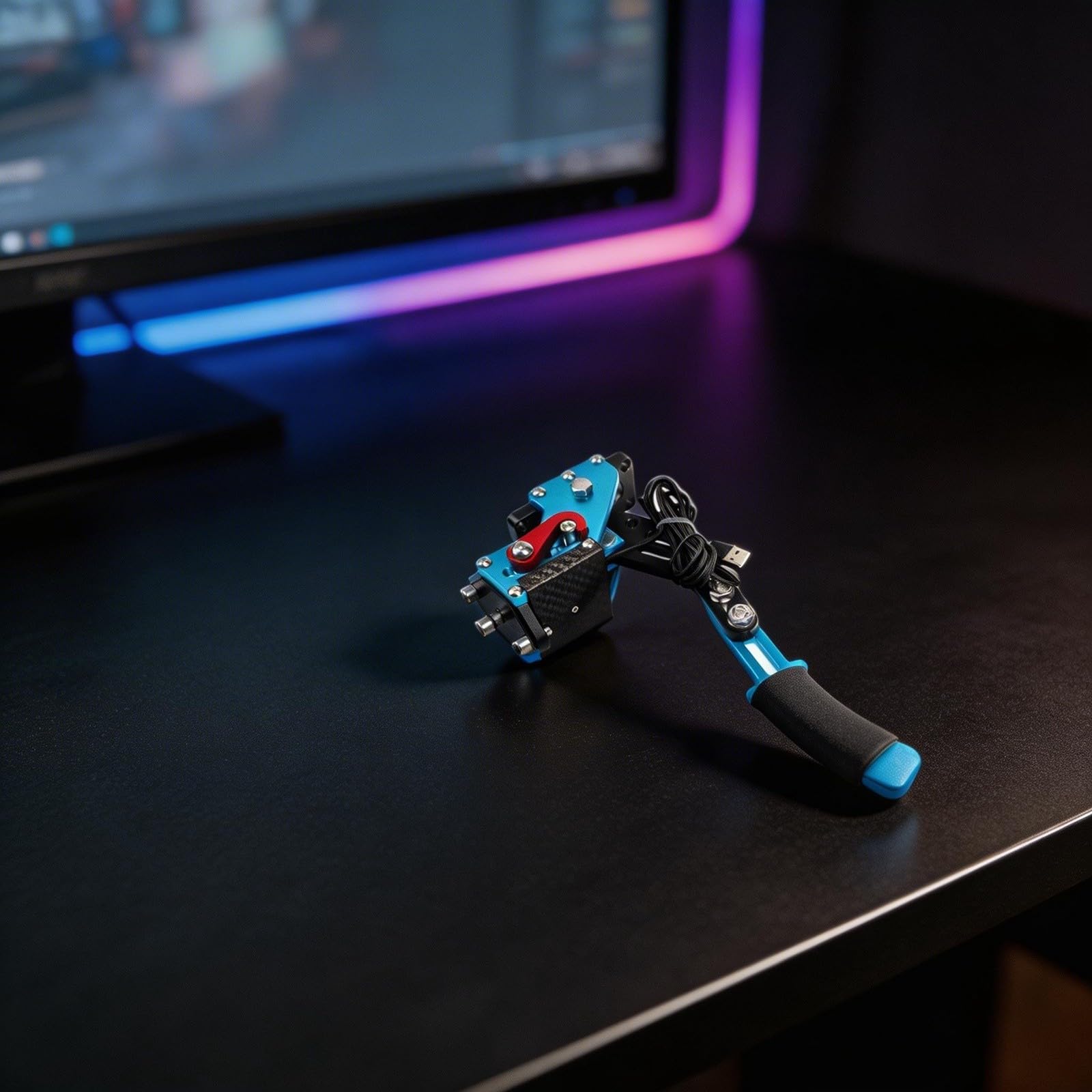 Freno a mano USB per giochi di corse per PC, sensore Hall Drifting Brake con tensione regolabile della molla, accessorio da gioco in lega di alluminio per Logitech G27 G29 G920 T300 (blu)
