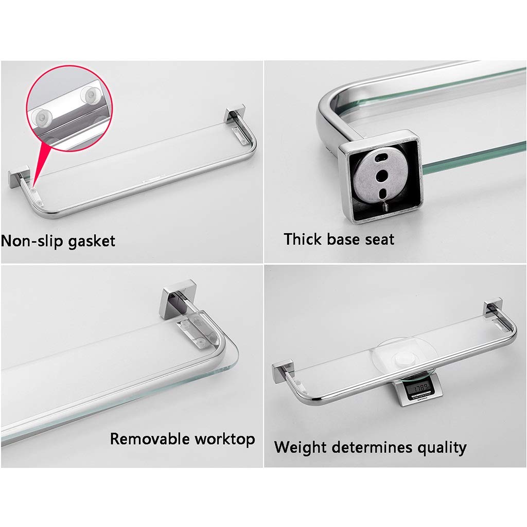 Estante de vidrio para baño Vidrio templado de 8 mm de espesor Estante de almacenamiento de cocina de Acero inoxidable 304 Tocador Estante de vidrio estante de baño de vidrio (Color: Estilo
