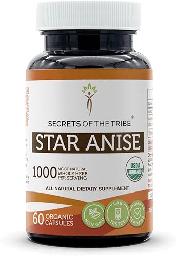 Secrets of the Tribe Anís estrellado 60 cápsulas, 1000 mg, anís estrellado (Illicium verum) semillas secas (60 cápsulas)