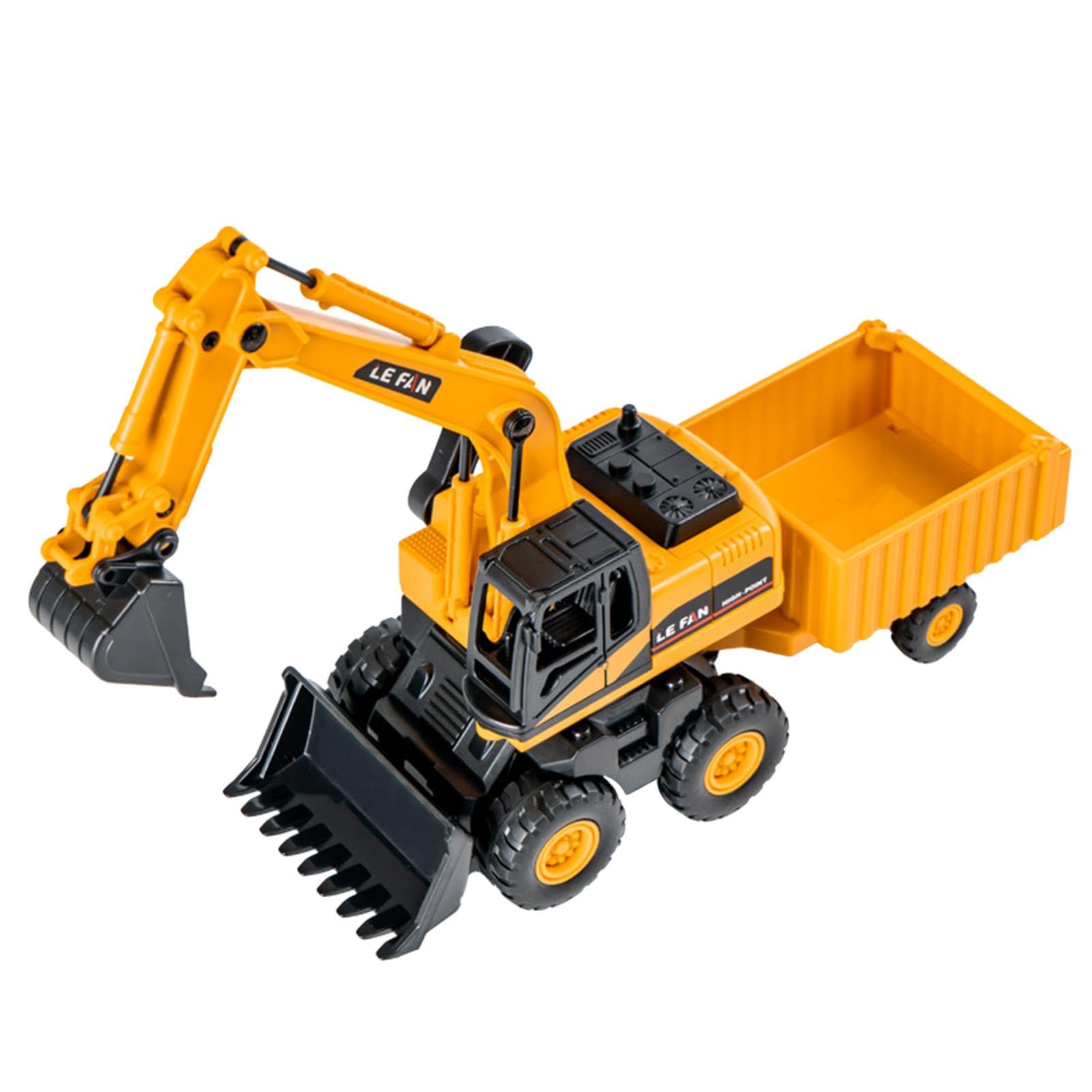 Mini Vehículo de Ingeniería Juguete de Excavadora Camión de Construcción Modelo Educativo con Superficie Pulida Adecuado para Niños y Niñas, Remolque de excavadoras