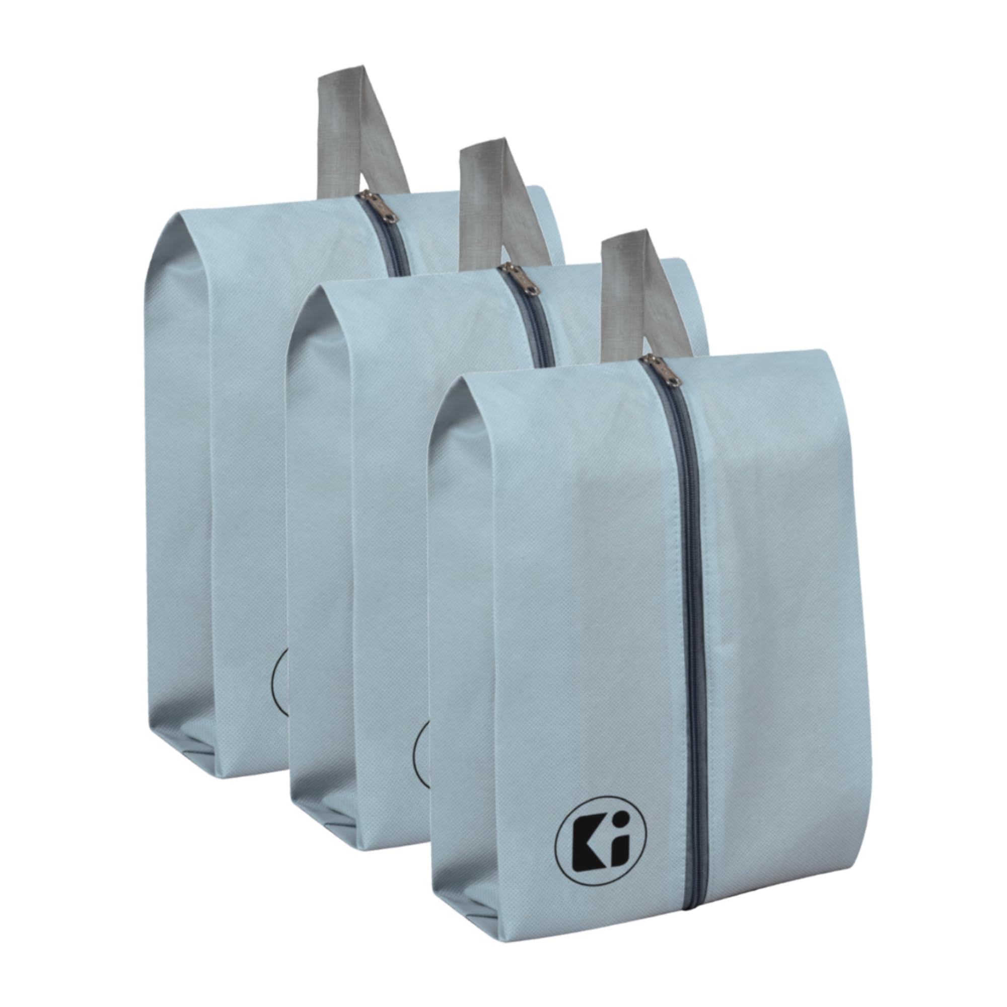 Urbane Home Pack of 3 Shoe Bag For Travel | Drawstring Footwear Pouches & Toiletries Packing Bags/Covers For Travelling | Plain - Grey-image-30