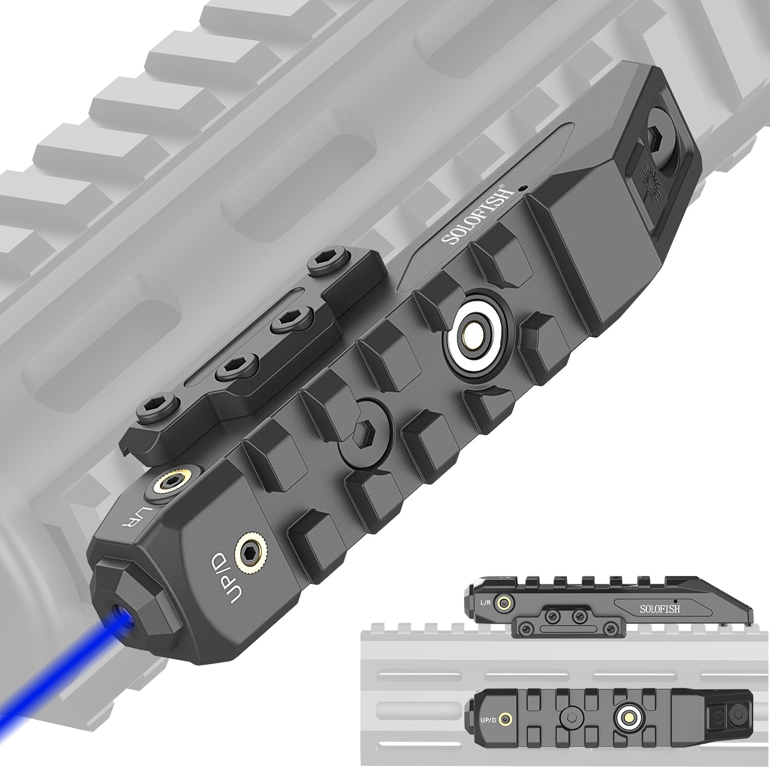 SOLOFISH Green/Red/Blue Laser Sight, Rechargeable, (Laser Output is <5mW, Class IIIA)