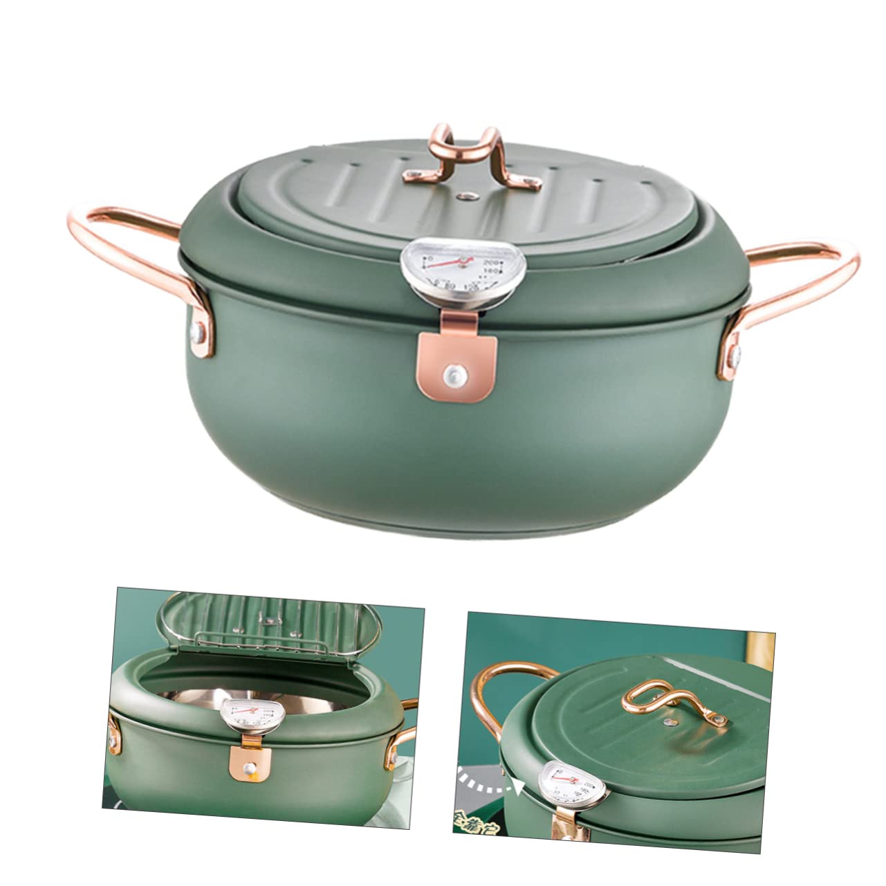 STOBAZA 1Pc Stainless Steel Deep Fryer Pot Multi Purpose Cooking Tool for Safe Frying Japanese Design with Non Stick Surface for Home Kitchen Use Easy to Clean and Maintain