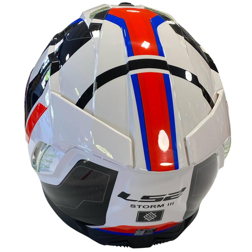 LS2 Storm 3 Designed Sporty Blanco Azul Rojo - Casco de Moto Integral en KPA con Visor Solar y Pinlock de Serie - Helmets Unisex Hombre y Mujer - ECE 22.06