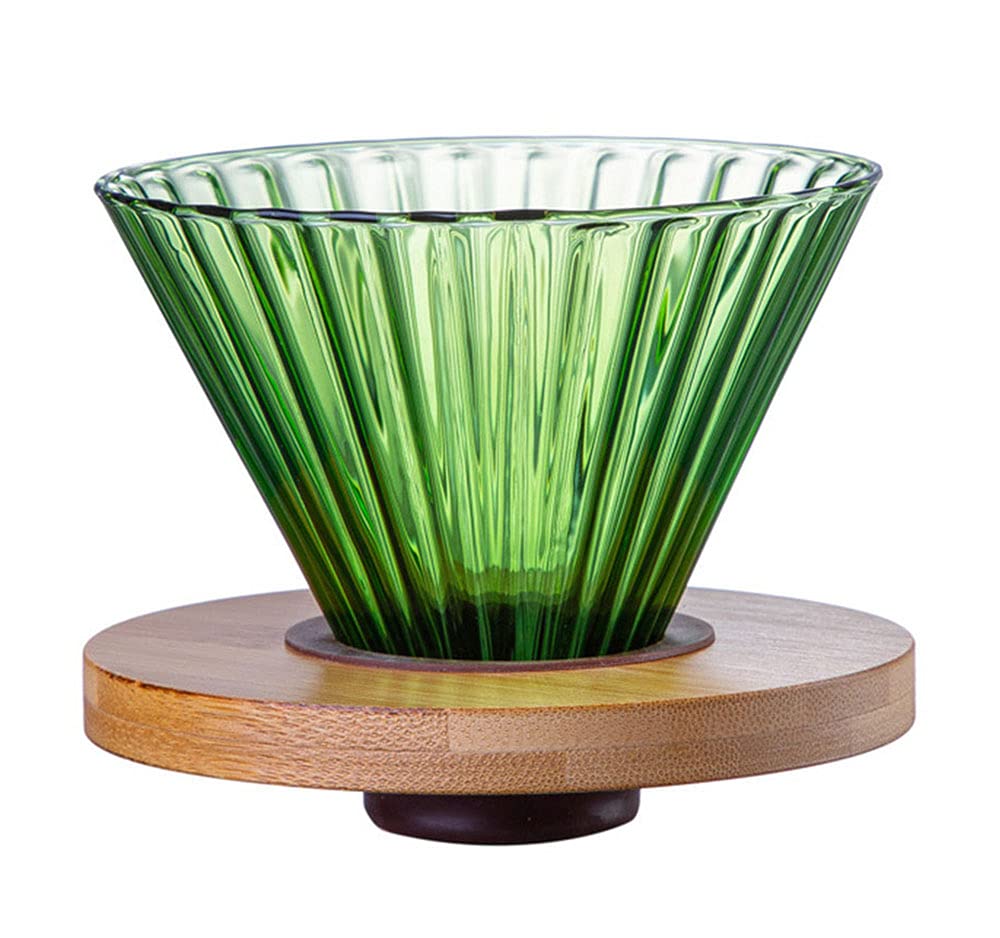 Mozacona Embossed Glass Pour Over Coffee Filter,Coffee Dripper with Wooden Pad