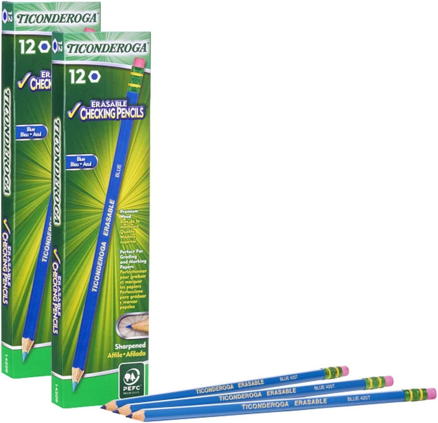 Dixon Ticonderoga Erasable Checking Pencils, Eraser Tipped