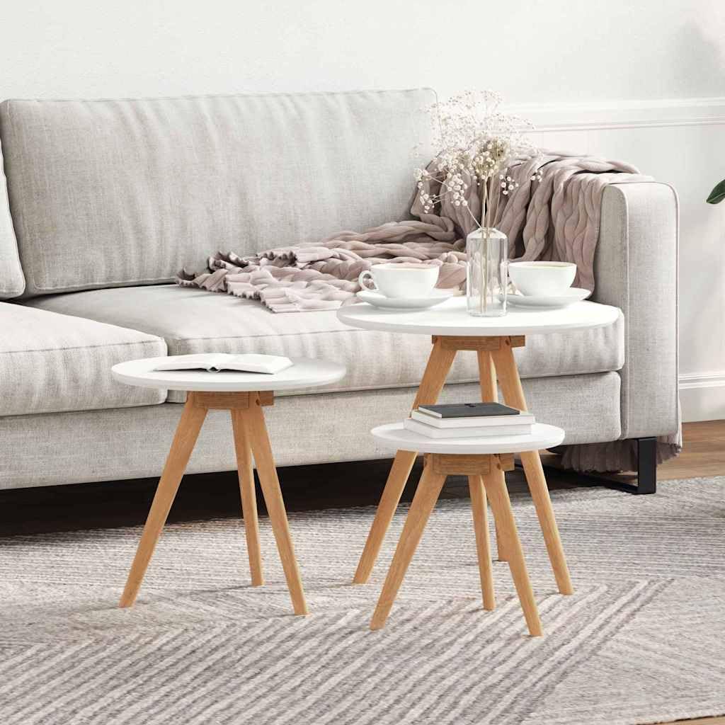 Tables basses en bois massif de noyer au grain élégant et design rond haut de gamme