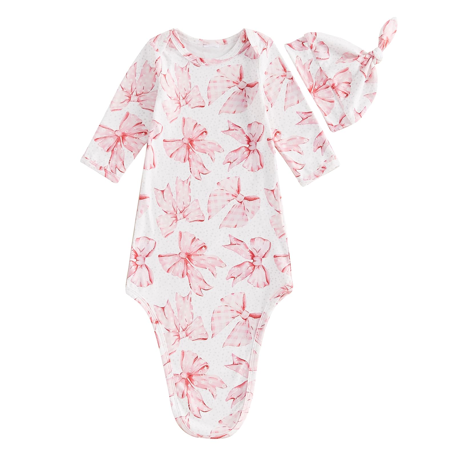 Ayalinggo Newborn Baby Girl Sleeping Bag Bow Round Neck Long Sleeve Sleep Sack Sleep Wear Sleep Bag (White, 6-9 Months)