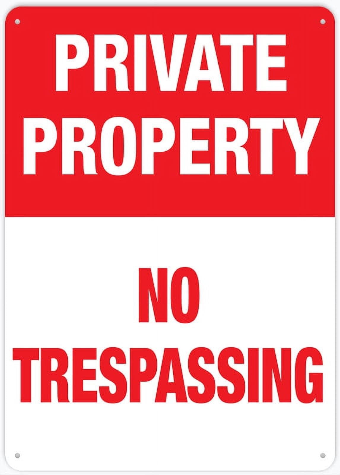peiyeety Private Property No Trespassing (Small Sign) For Business - 8"x12" Rust Free Aluminum UV Printed, 4 Pre-Drilled Holes, Durable Weatherproof