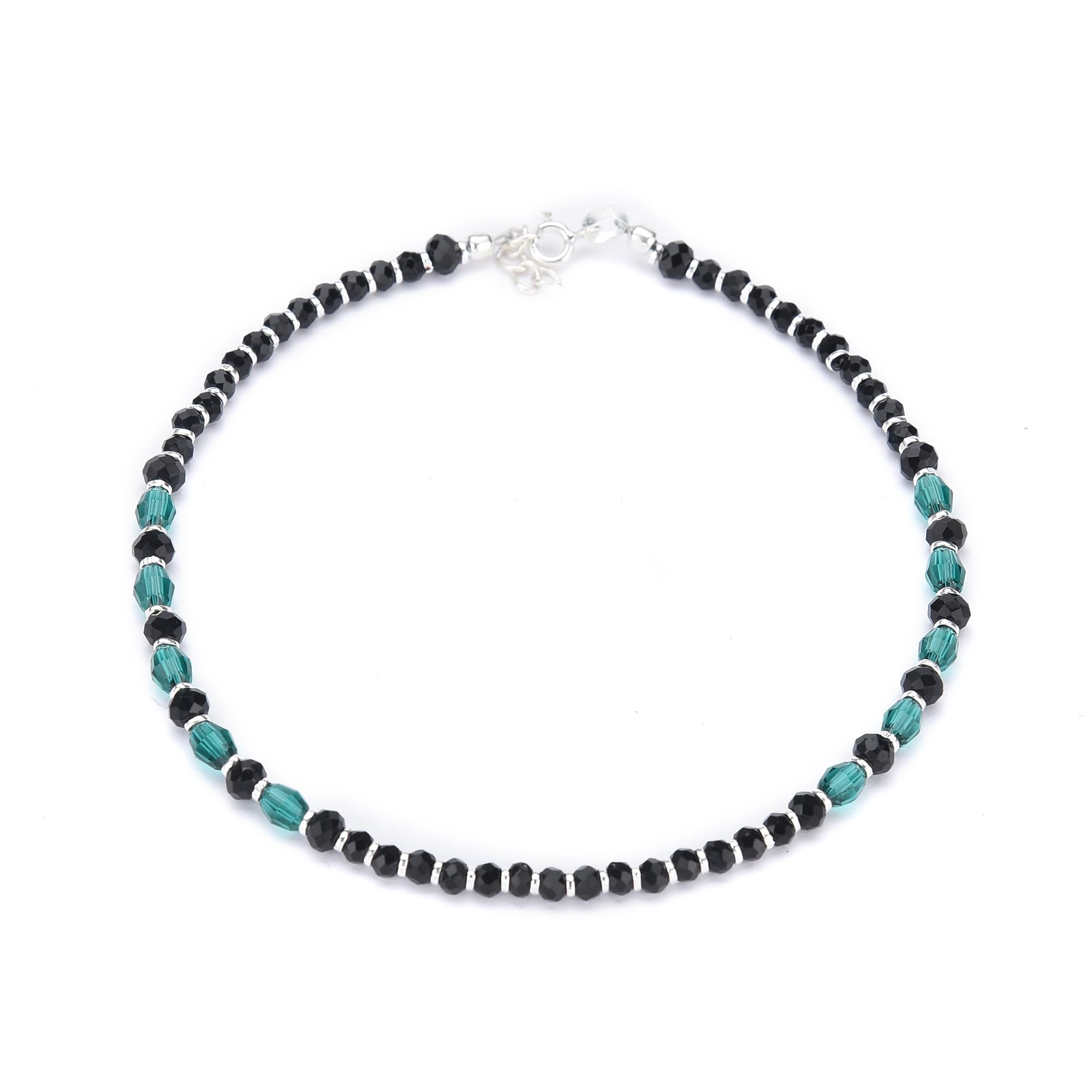 DHRUVS COLLECTION 925 Pure Silver Fancy Nazariya Anklet Single Piece with Blue & Silver Crystal Beads For Girls and Women (B0CCW3X4FQ) Amazon Price History, Amazon Price Tracker
