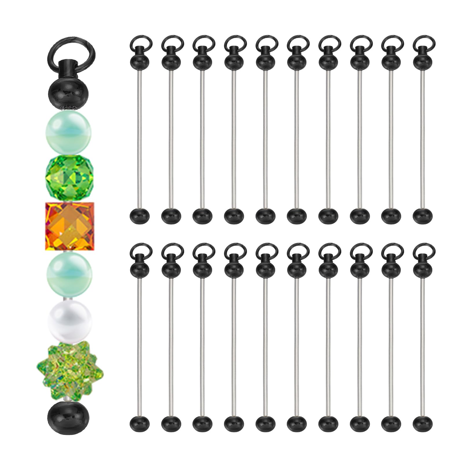 Barres de porte-clés à perles en métal robustes pour charms personnalisés