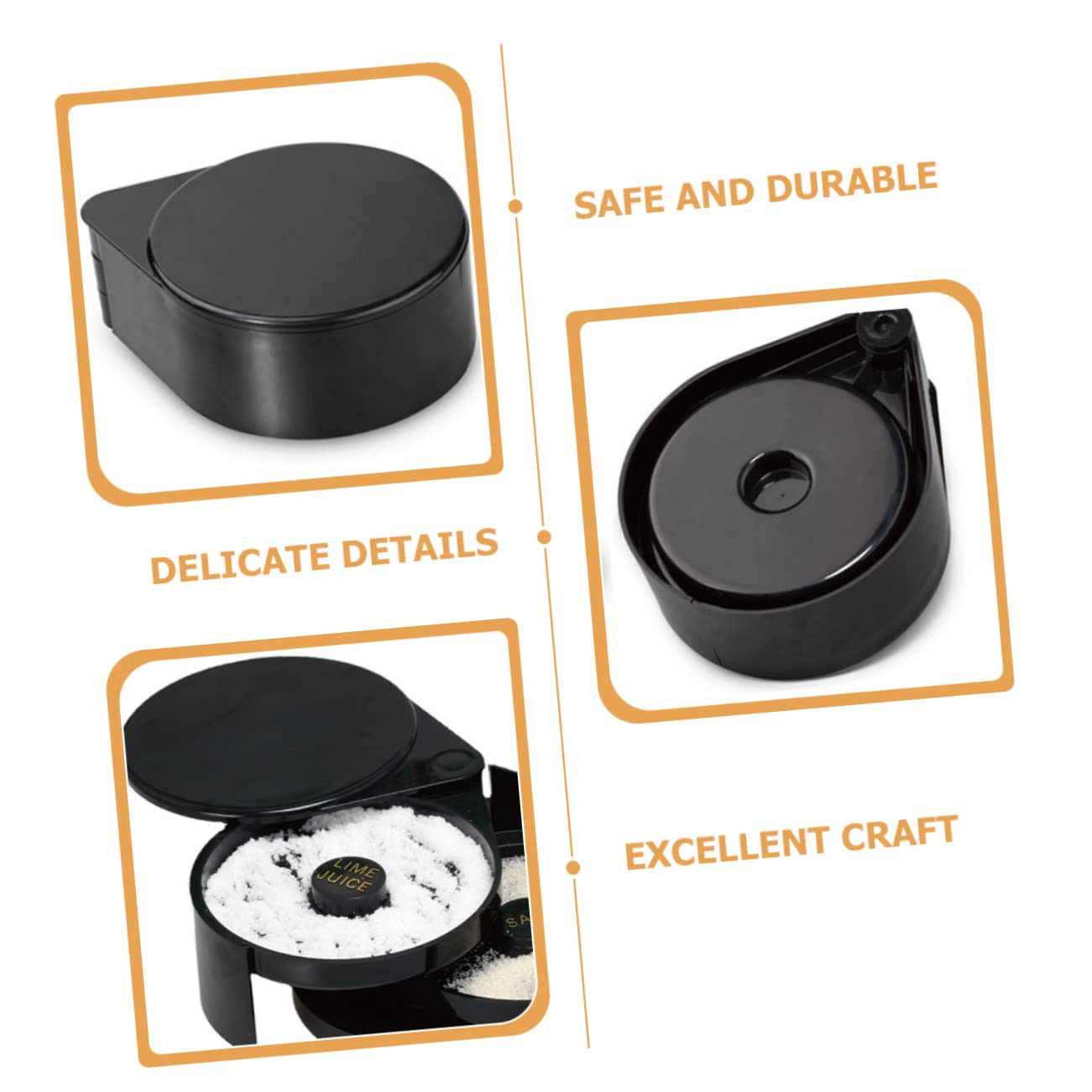 KICHOUSE Cocktail Salt Box Sugar Side Box 3-Tier Bartender Kit Salt Rim Box for Bartending Decor