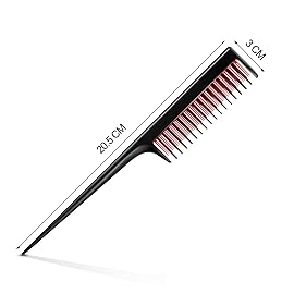 Leinuosen 3 Pcs Triple Teasing Comb for Women Plastic Rat Tail Comb Heat Resistant Pintail Tease Layer Tool for Thick Fine Hair Styling Backcombing Volume Structure(Black and Red)