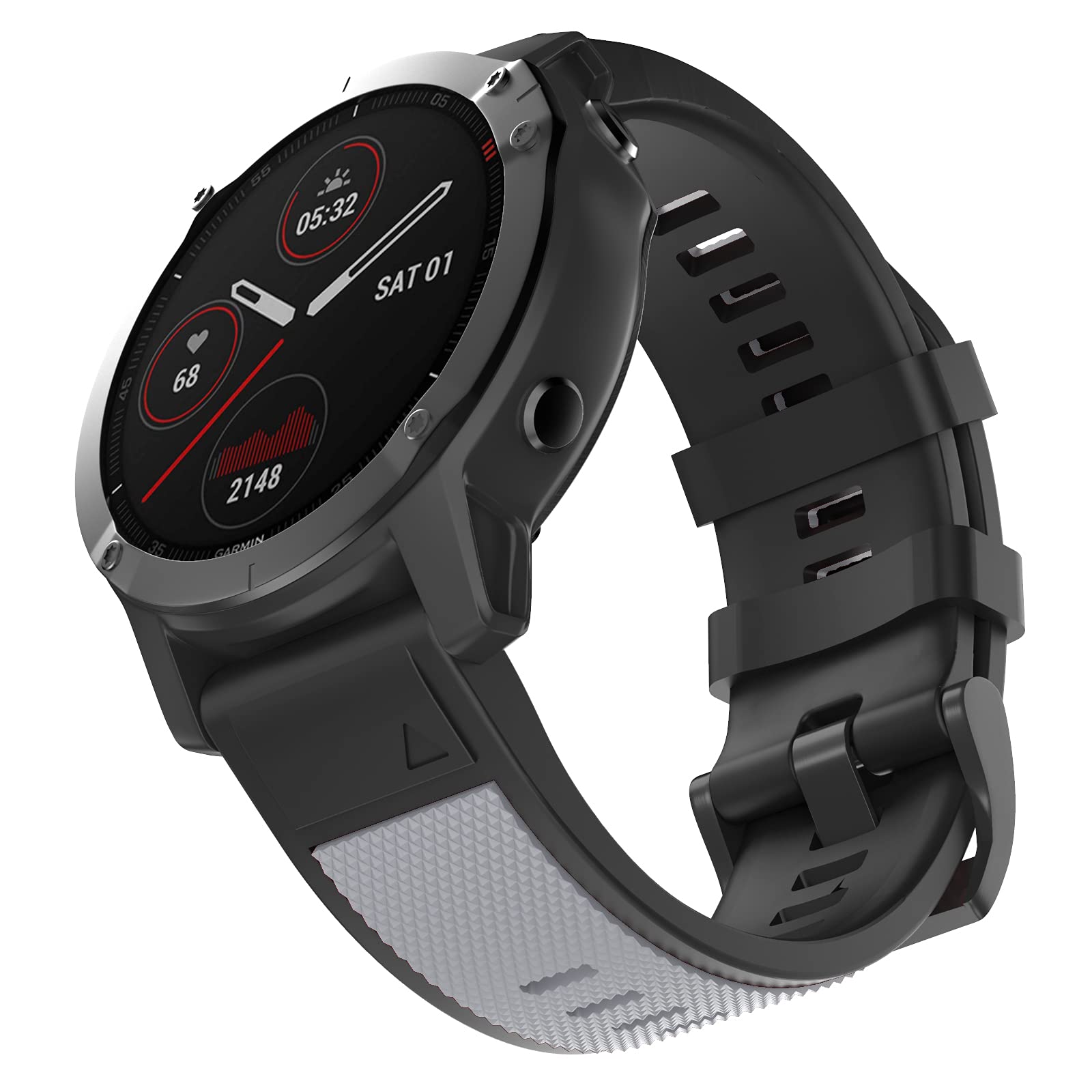OVERSTEP Compatible with Fenix 5 Watch Band for Fenix 5 Plus/Fenix 6/Fenix 6 Pro/Fenix 7/Forerunner 935/Forerunner 945/Approach S60/Quatix 5, Grey