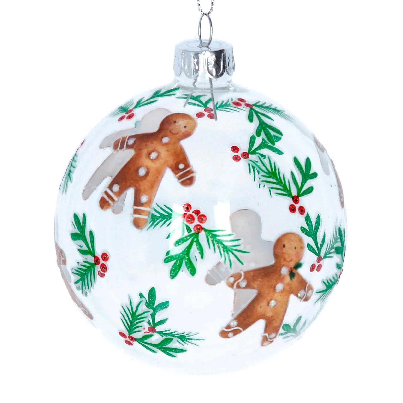 Gisela Graham Clear 8Cm Glass Gingerbread Design Bauble | Hanging Decoration