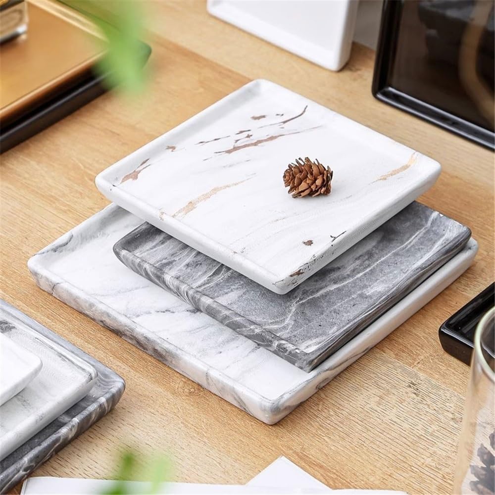 Versatile Sottovaso for Piante in Ceramica in Stile Moderno Imitazione Marmo(Grande)