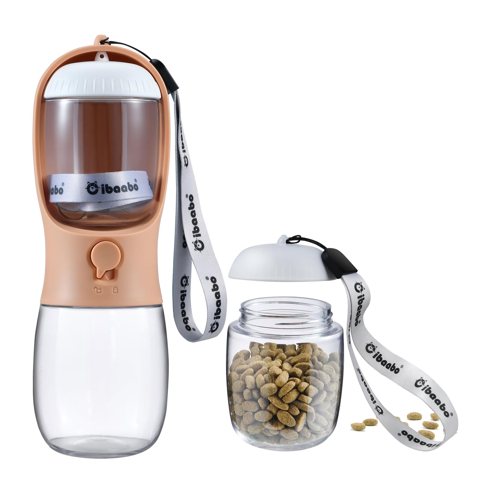 Cibaabo Dog Water Bottle with Food Container, Travel Puppy Water Bowl, Portable Pet Dispenser, Dog Stuff Accessories Items, Puppy Essentials