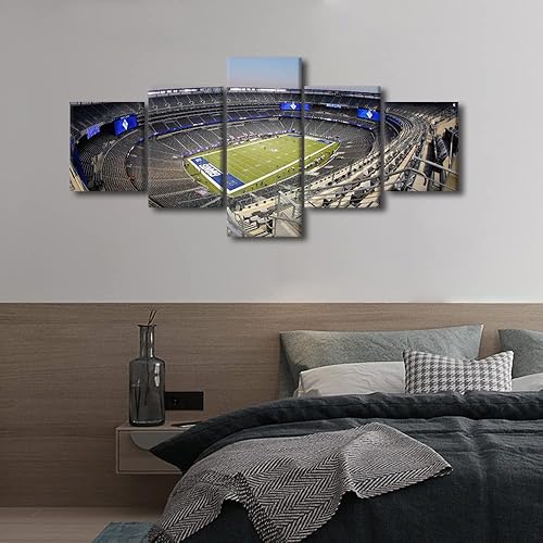 Vista 215 de Cuadros de estadios deportivos de fútbol americano de Minnesota, cuadros de vikingos, 5 paneles, lienzo para pared, arte de pared del estadio