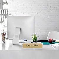 Vista 7 de NIUBEE Paquete de 12 placas de identificación acrílicas de 2 x 8 pulgadas para escritorios, soporte horizontal inclinado de 2 x 8 para exhibición