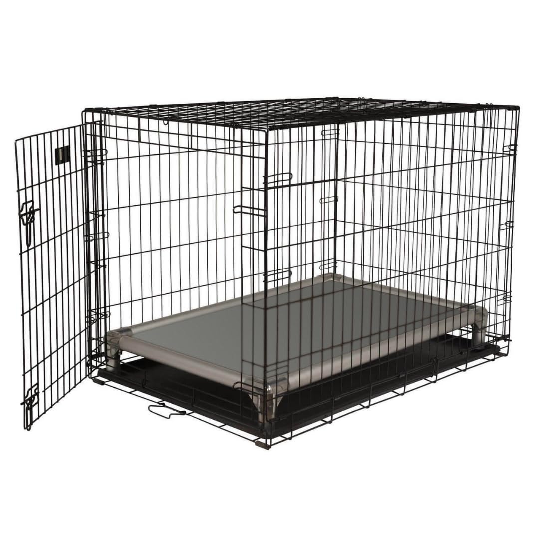 Kuranda Chewproof Elevated Crate Bed - Silver Aluminum - 44" x 27" - Vinyl - Smoke