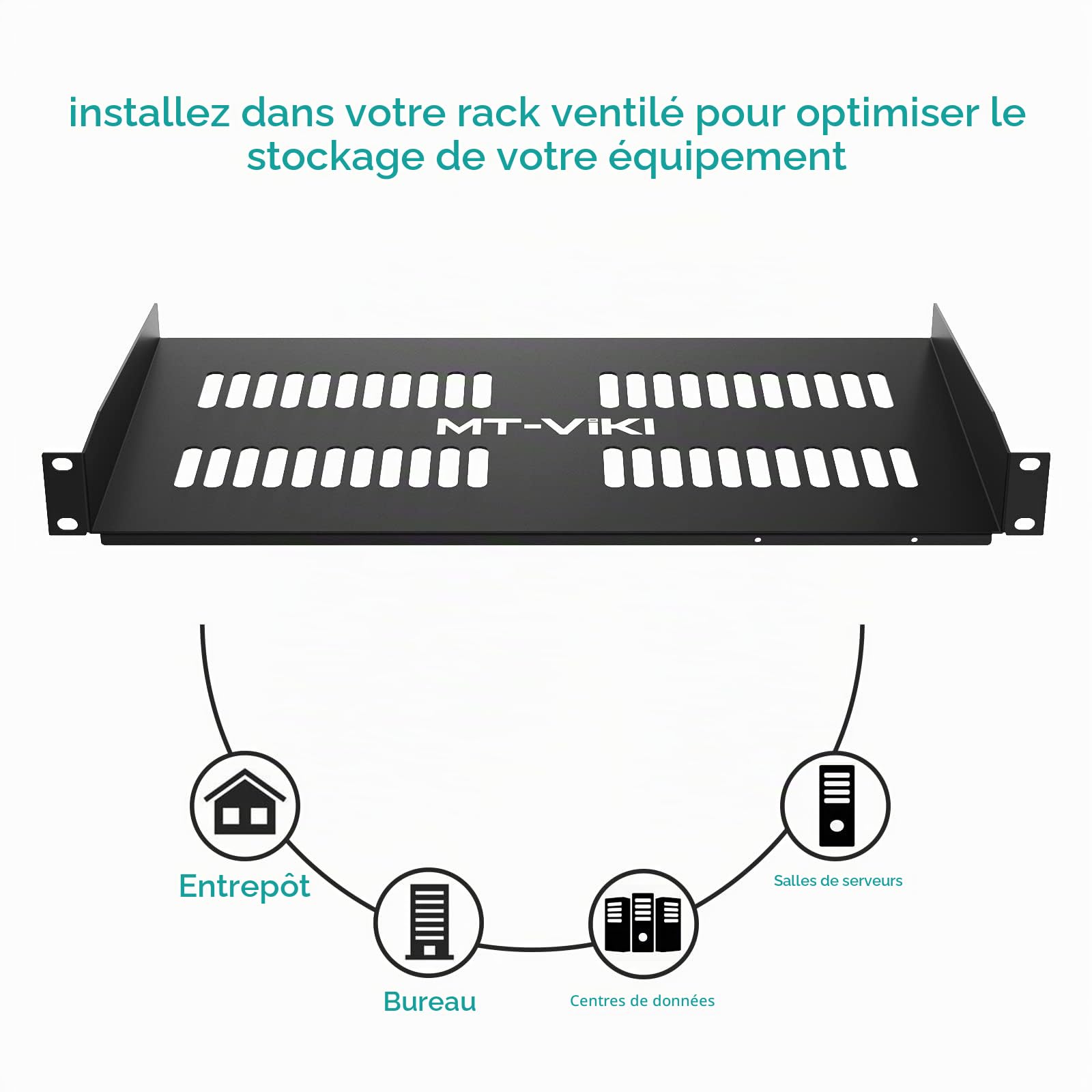 MT-VIKI 2 pièces 1U 19 Pouces étagère pour Armoire réseau 1U perforé Serveur de Montage en Rack pour armoires réseau 19 Pouces 22kg 250mm de Profondeur étagère 2 pièces