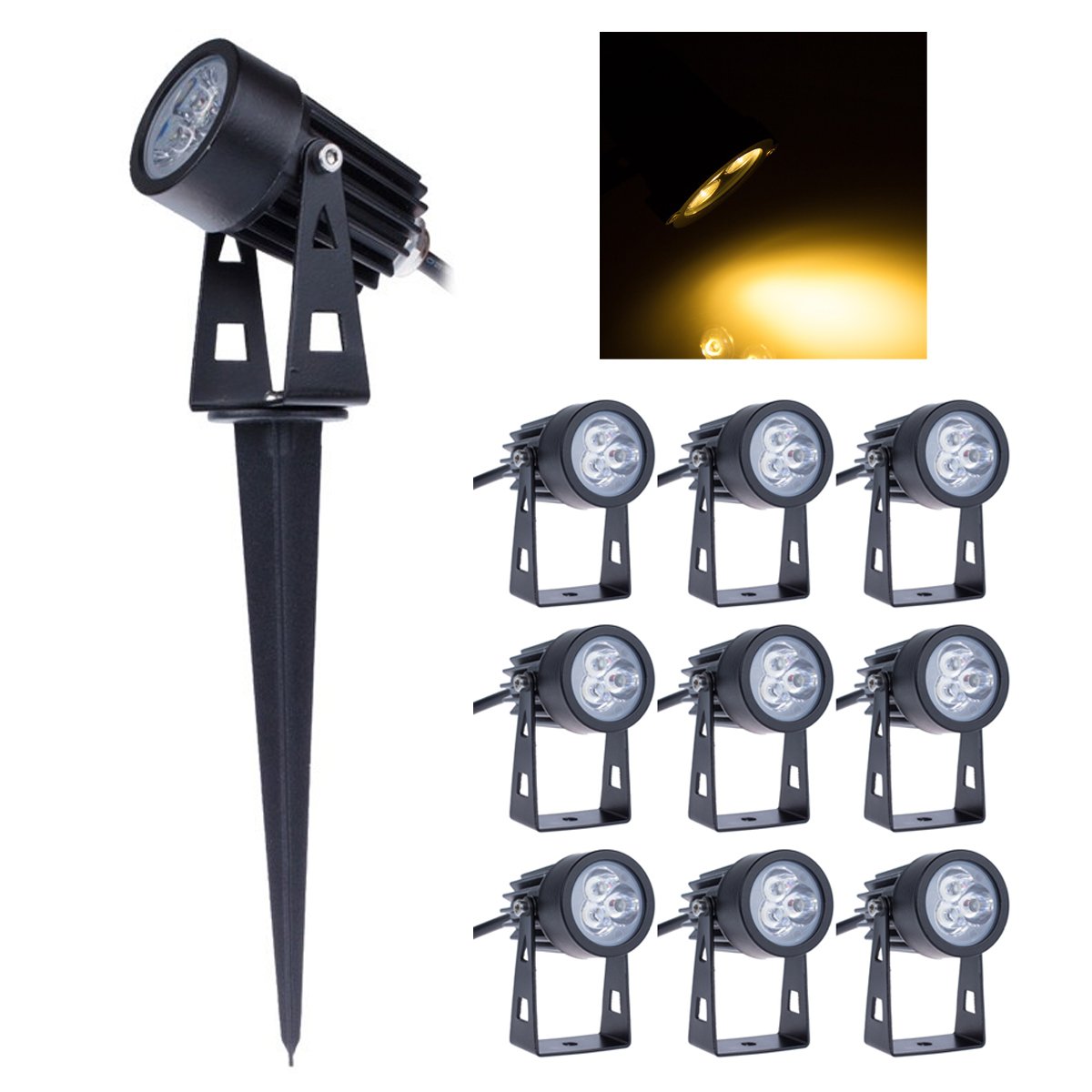 Pack de 10 Foco LEDs con Pincho para Jardín 3W 220V Luz LED para Exteriores