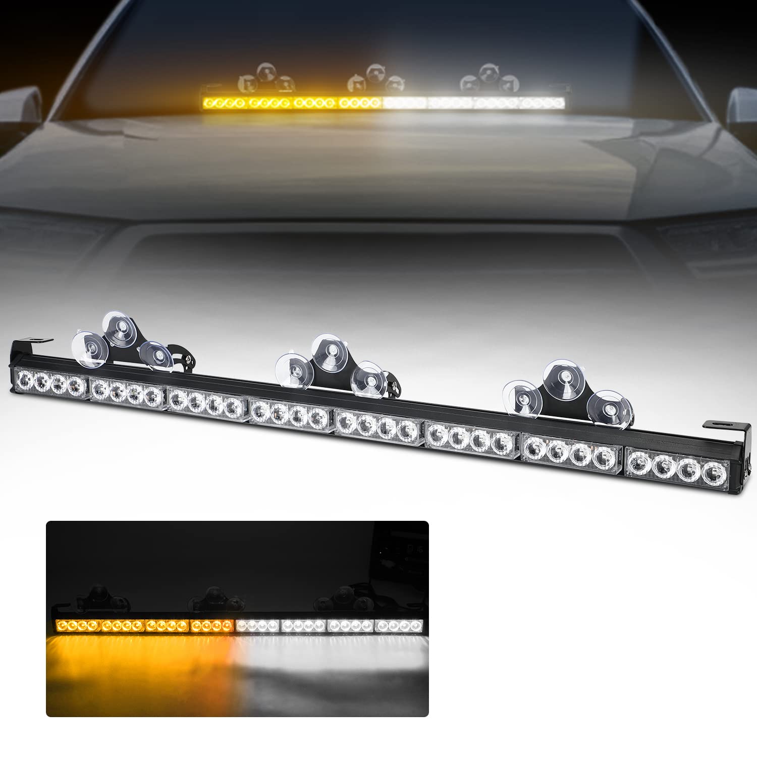 V-SEK 35.5" LED Traffic Adviser / Advising Emergency Warning Strobe Light Bar - Amber/white