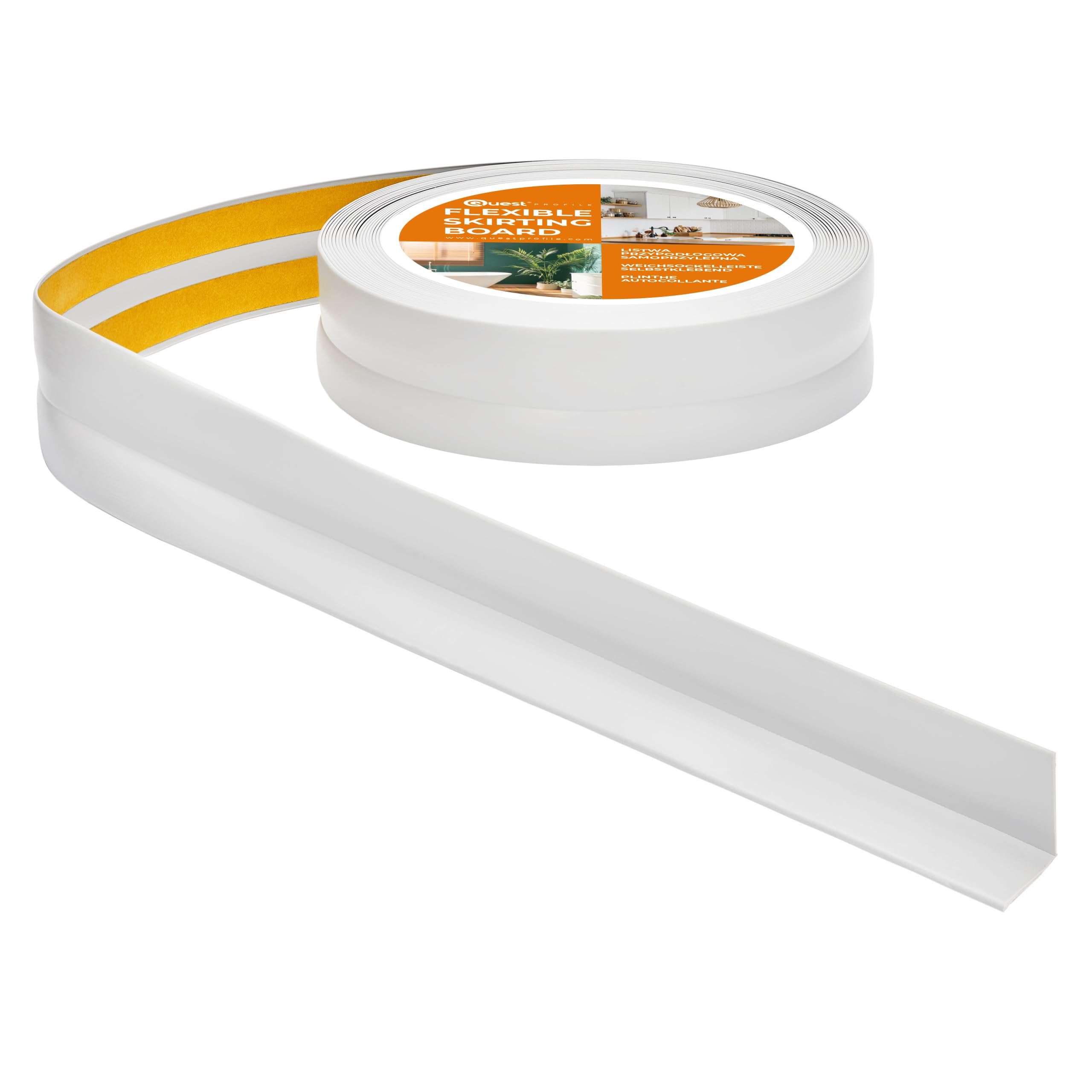 Quest Skirting Board PVC 30 x 30 mm Self-Adhesive - Light Grey, 5 m — image 1