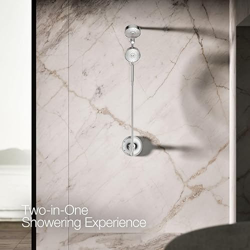 Miniatura 10 de KOHLER 23219-G-CP Purist - Kit combinado de ducha multifunción 2 en 1, cabezal de ducha giratorio con cabezal de ducha de mano, 1.75 GPM, cromo