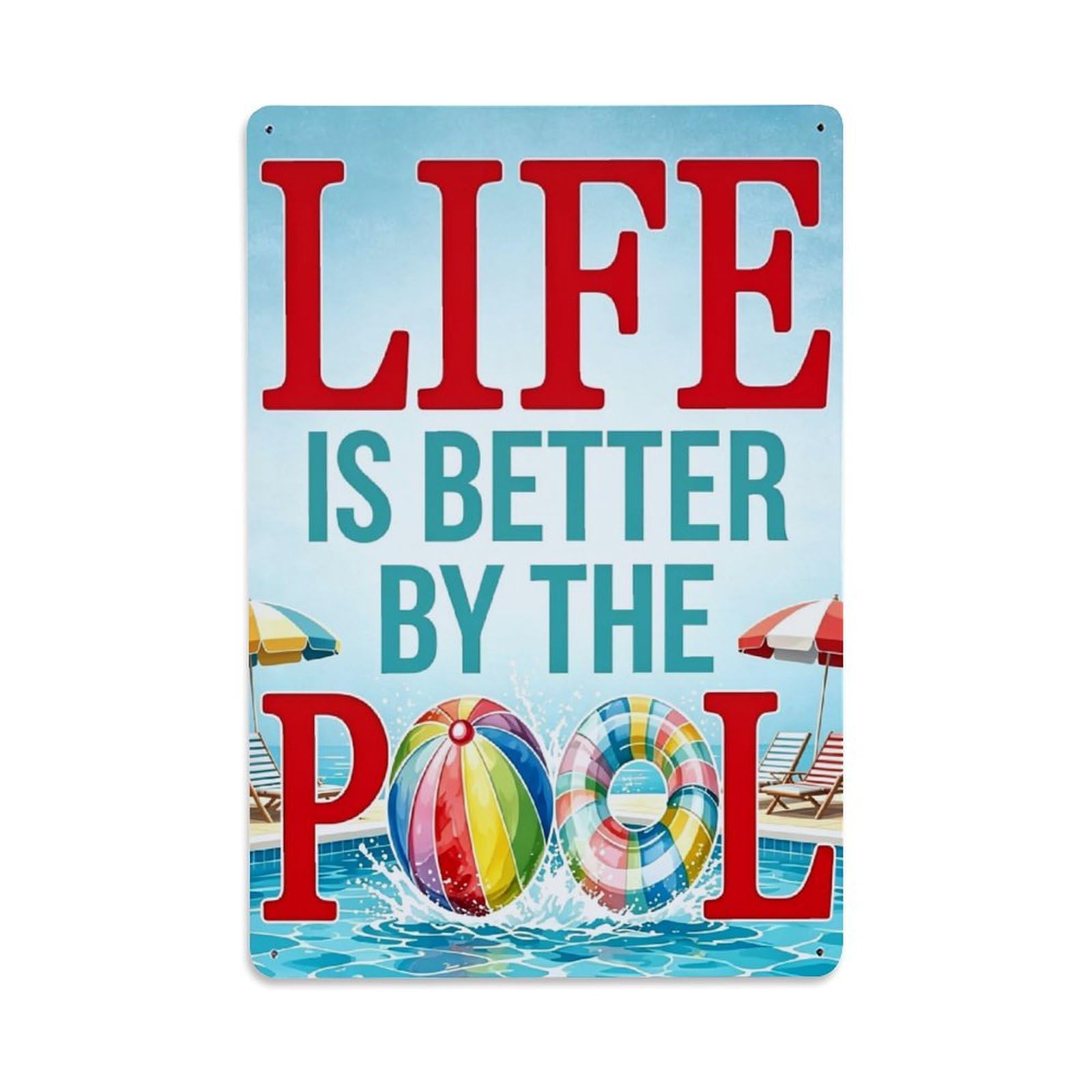 Jdfenggu Vintage Life Is Better By The Pool Retro Metal Tin Sign, Decor Art Poster For Bar, Home, Man Cave, Kitchen, Laundry Room Gift 8X12inch