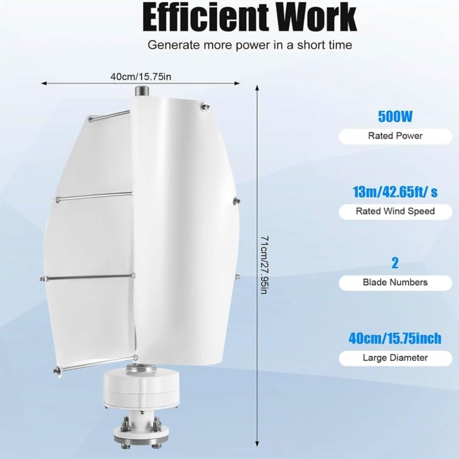 Generatore Eolico a Asse Verticale da 12000W a Basso Rumore,24v | Sistema Eolico Off-Grid a Bassa Velocità di Avvio 12V 24V 48V con Controllore Inverter