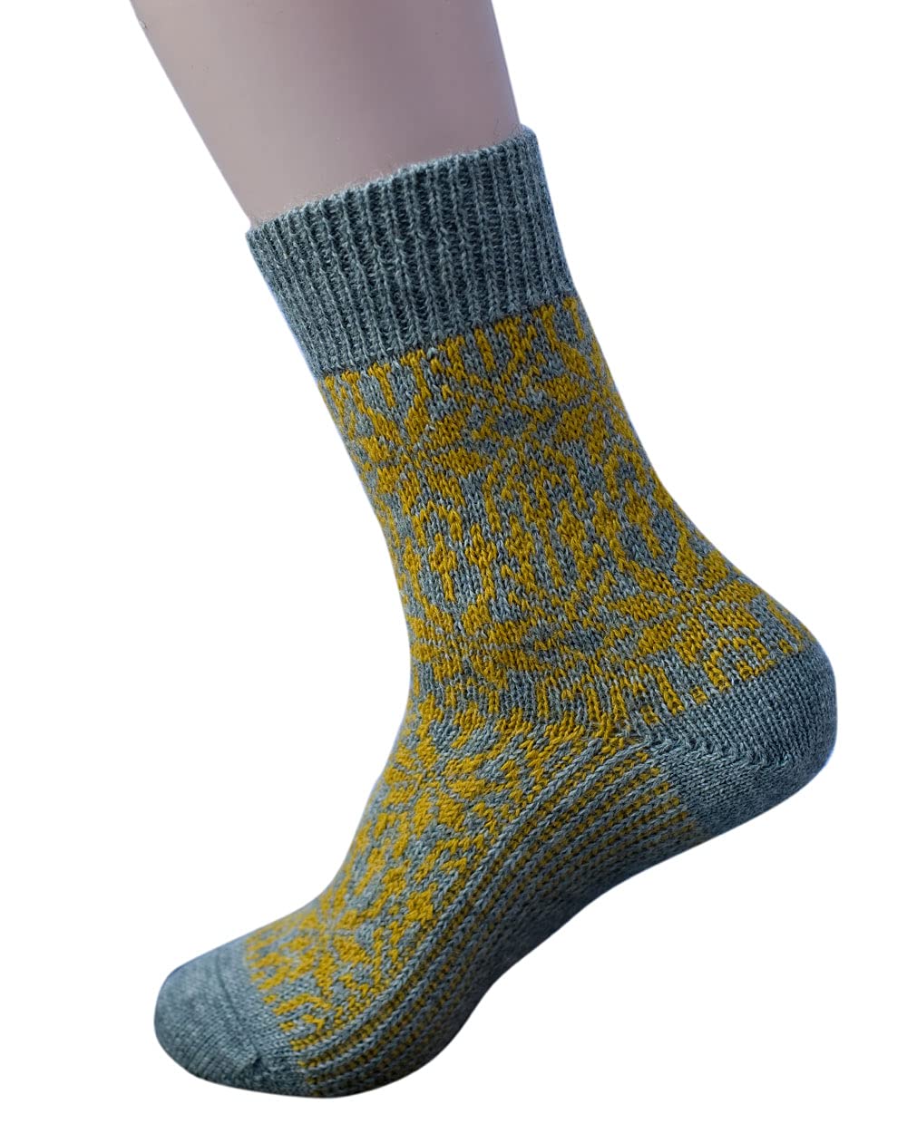 Hirsch Natur Unisex Grey/Curry Merino Socks Snowstar, 100% Wool (Organic) (, 11.5-13)