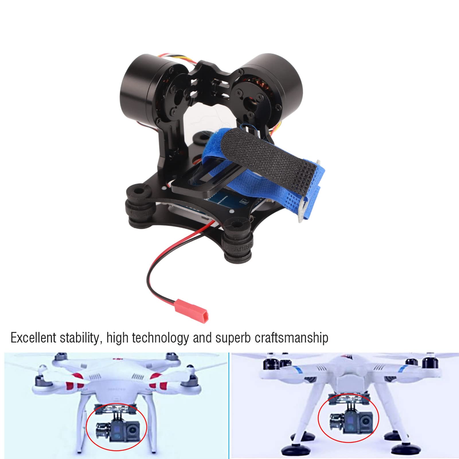 Fabater BGC 2.2 Metalowy Bezszczotkowy do Kamery 3/3+/4 RC Drone Część RTF ze Stopem Aluminium CNC, odporność na Wstrząsy, Zasilanie 12V (BLACK)