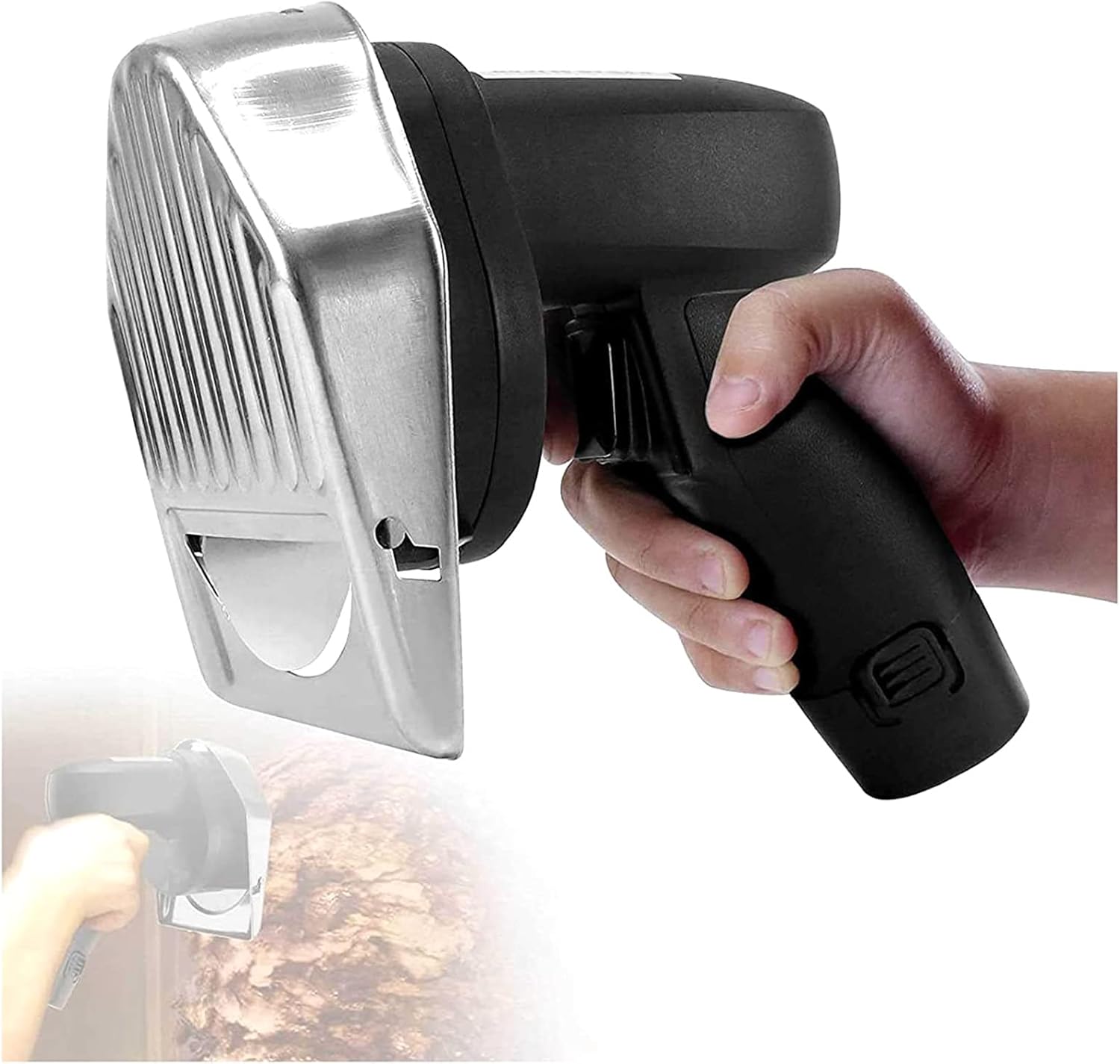 80w Electric Knife, Handheld Cordless Electric Kebab Meat Slicer, Commercial Stainless Meat Cutter, 0-8mm Adjustable Thickness, for Home Rotisserie Restaurants