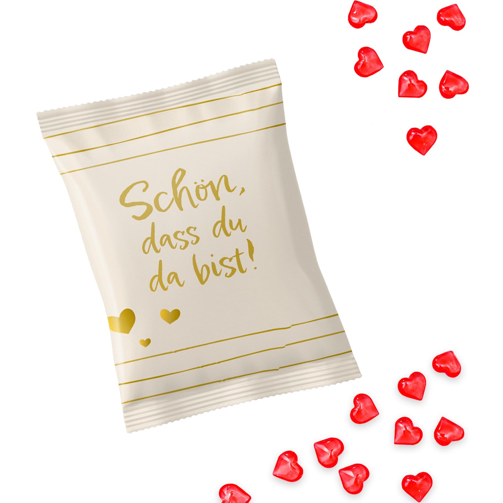 Logbuch-Verlag 100 Schön dass du da bist Gastgeschenke rote Herzen Gummibärchen für Hochzeit Geburtstag Event