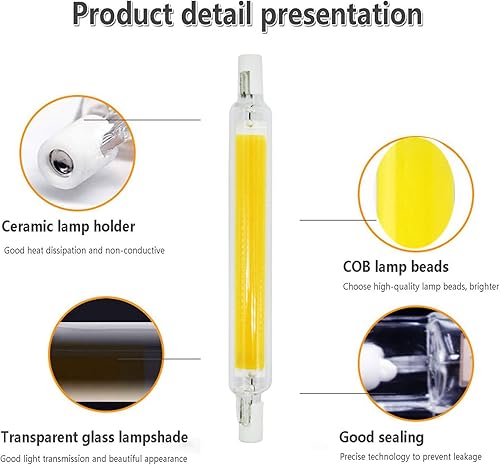 Miniatura 3 de Bombilla LED R7S de 4.646 in 20 W (paquete de 2) 100 W equivalente a halógeno de 4.646 in, tipo J, alto brillo, 20 W, 120 V, base R7S, 6000 K, luz