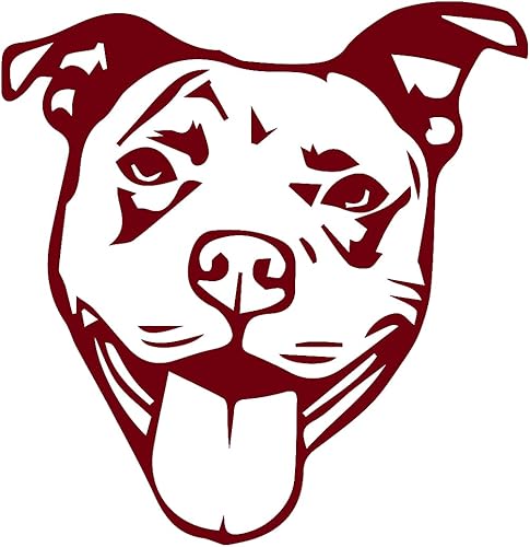 Pitbull - Plantilla de cara 1 (borgoña) (juego de 2) calcomanías de vinilo impermeables de alta calidad para laptop, accesorio de teléfono, casco,