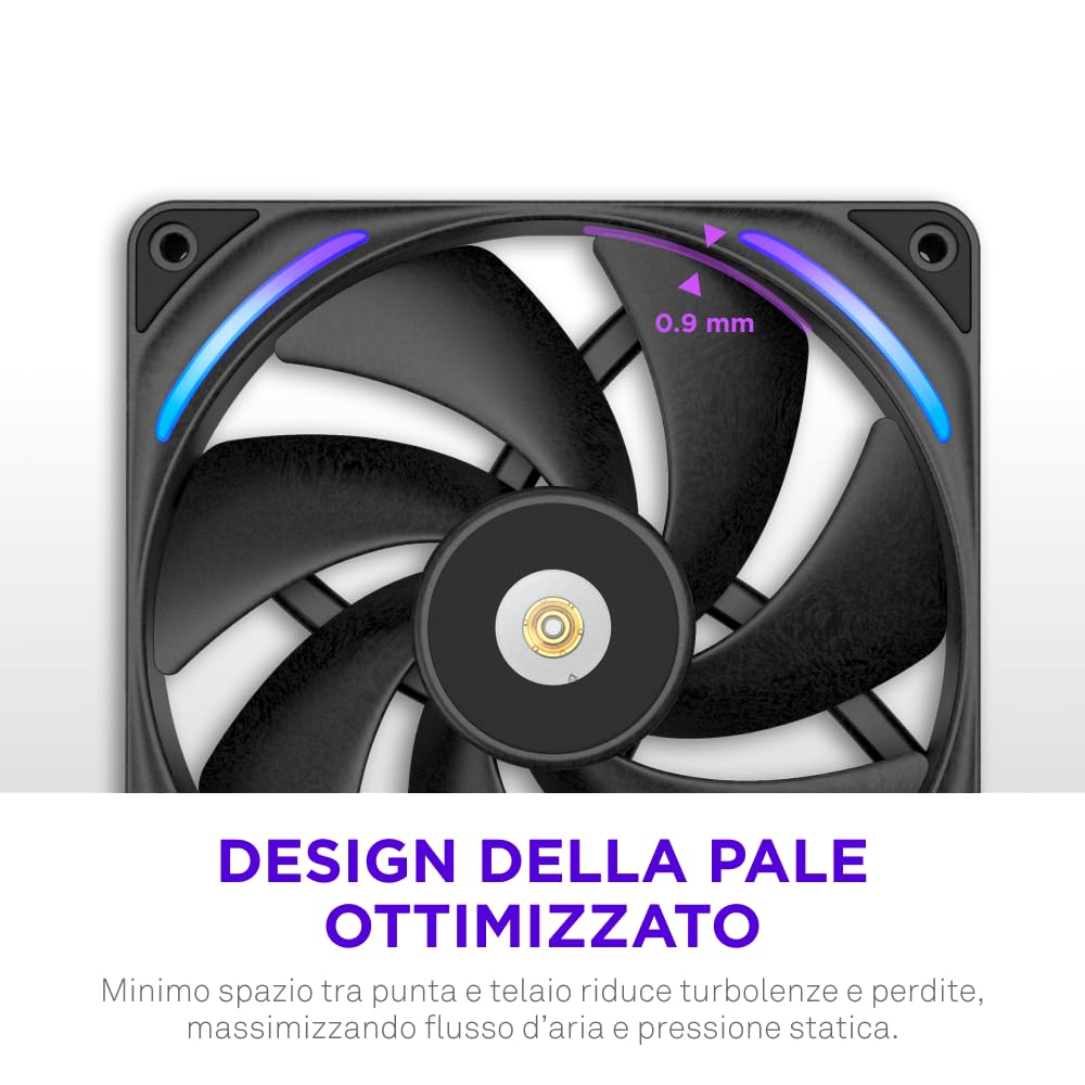 NZXT F280X Ventola Performance Telaio Singolo - 2x 140mm PWM RGB PC - Flusso aria & pressione max - Basso rumore - Telaio & pale LCP - Cuscinetto magnetico fluido - Spessore 30mm - Nero