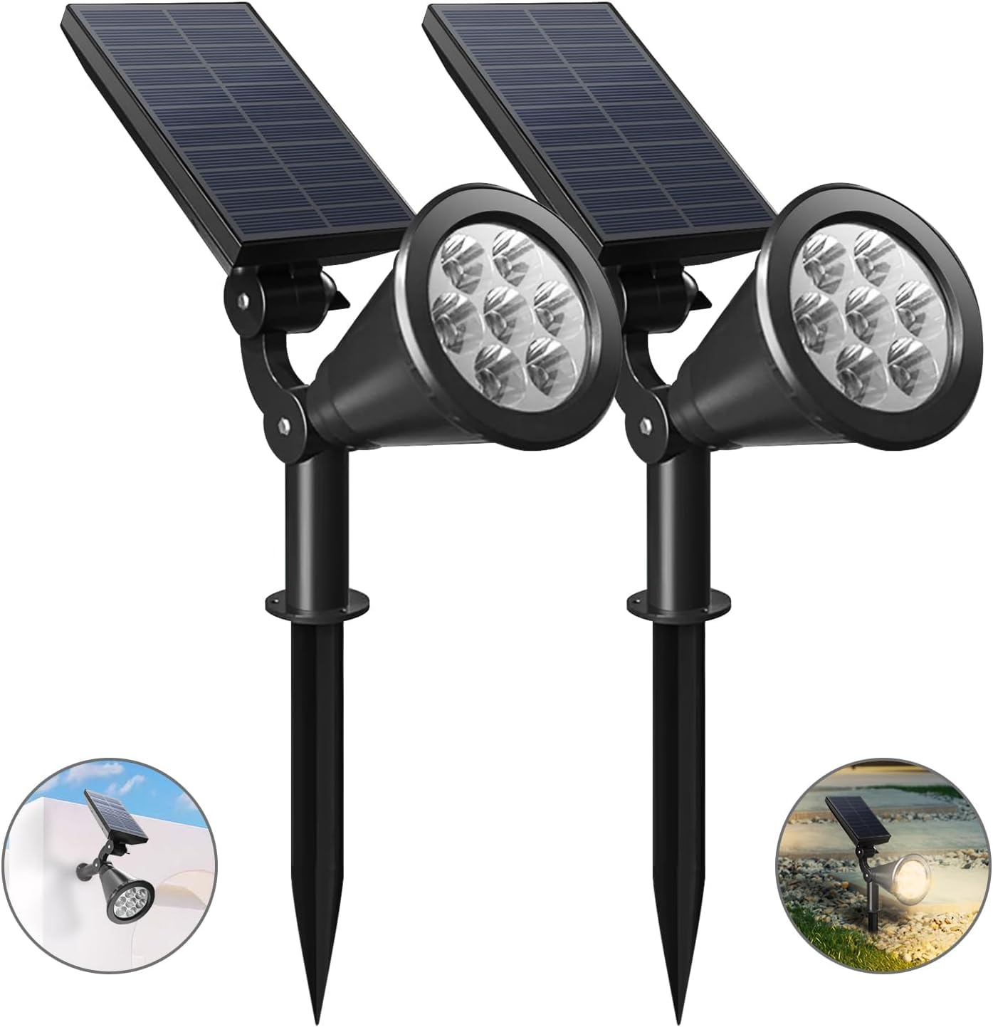 LITVERSE Solar Outdoor Lights, Upgraded 7 LEDs Landscape SpotLights IP65 Waterproof, Auto On/Off Solar Powered Outdoor Lights, Outdoor Solar Lights for Yard Garden Driveway Walkway,2 Pack(Warm Light)-image-43
