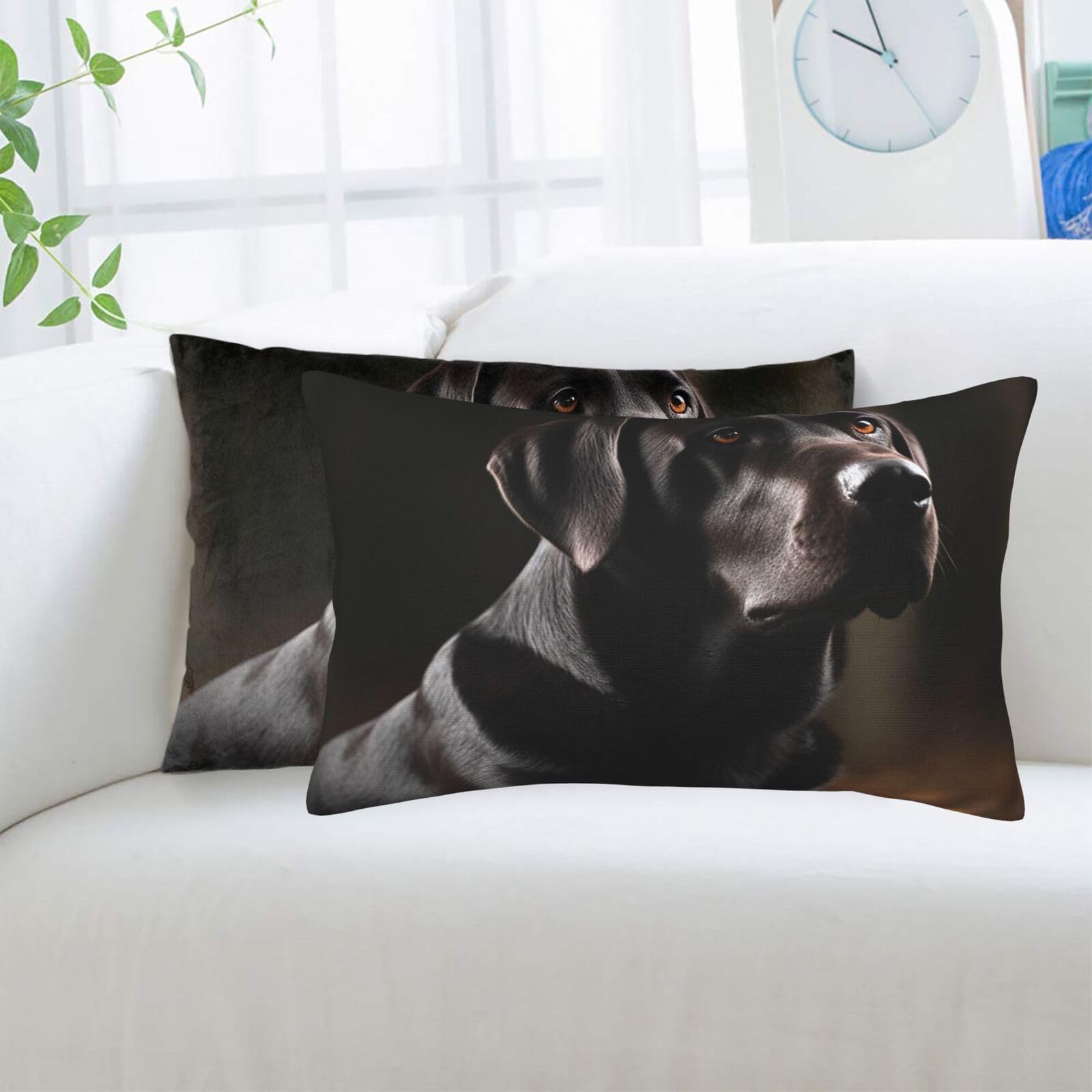 Black Labrador Standard Pillowcases Sets of 2, Ultra Soft Microfiber Plush Pillow Cases 14"X20" Comfort Decorative Throw Pillow Cover with Hidden Zipper for Bedroom, Sofa, Couch