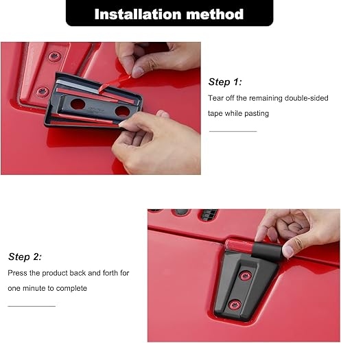 Miniatura 7 de Kit de moldura de cubierta de bisagra de capó, 2 piezas compatible con Jeep Wrangler JK JKU 2007-2018 (negro mate)