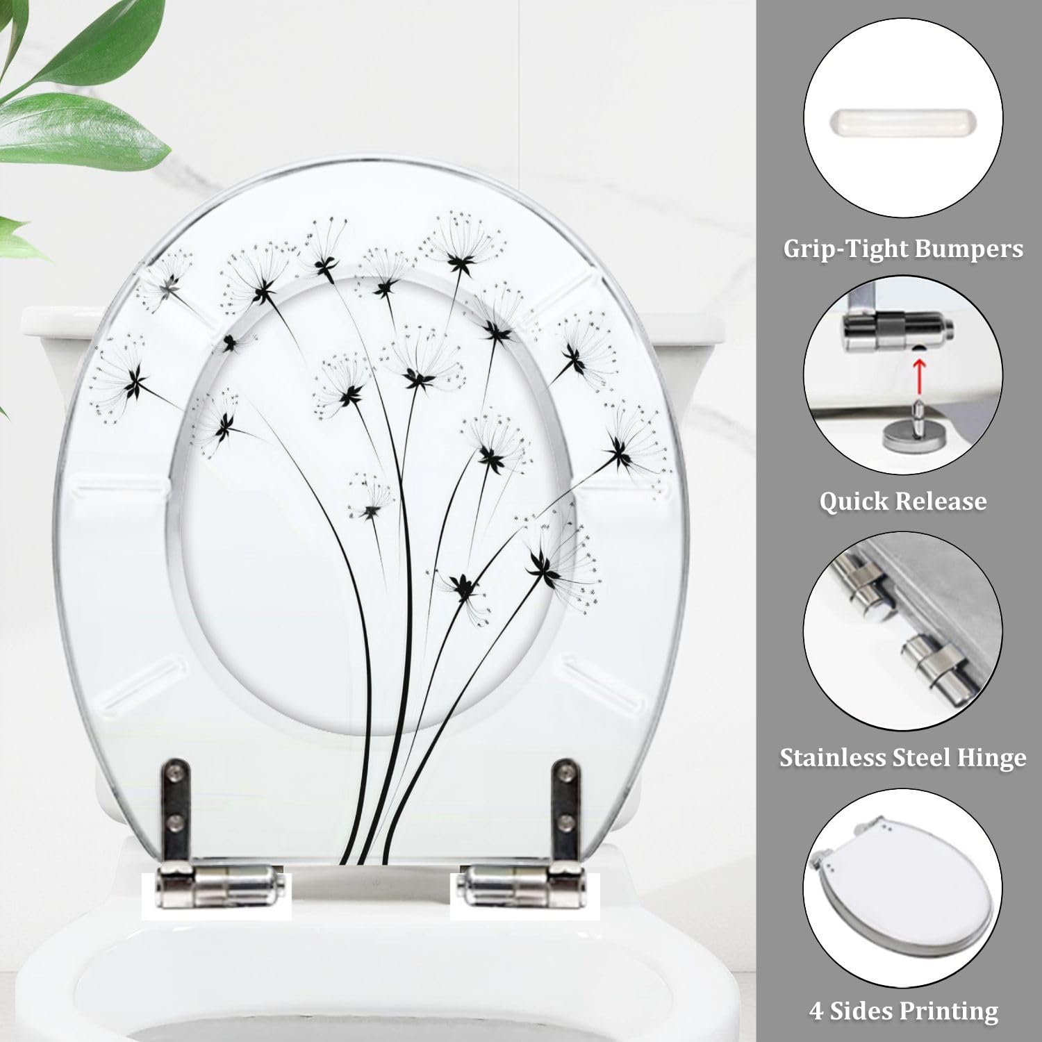 Asiento de inodoro de resina, para uso en el baño.