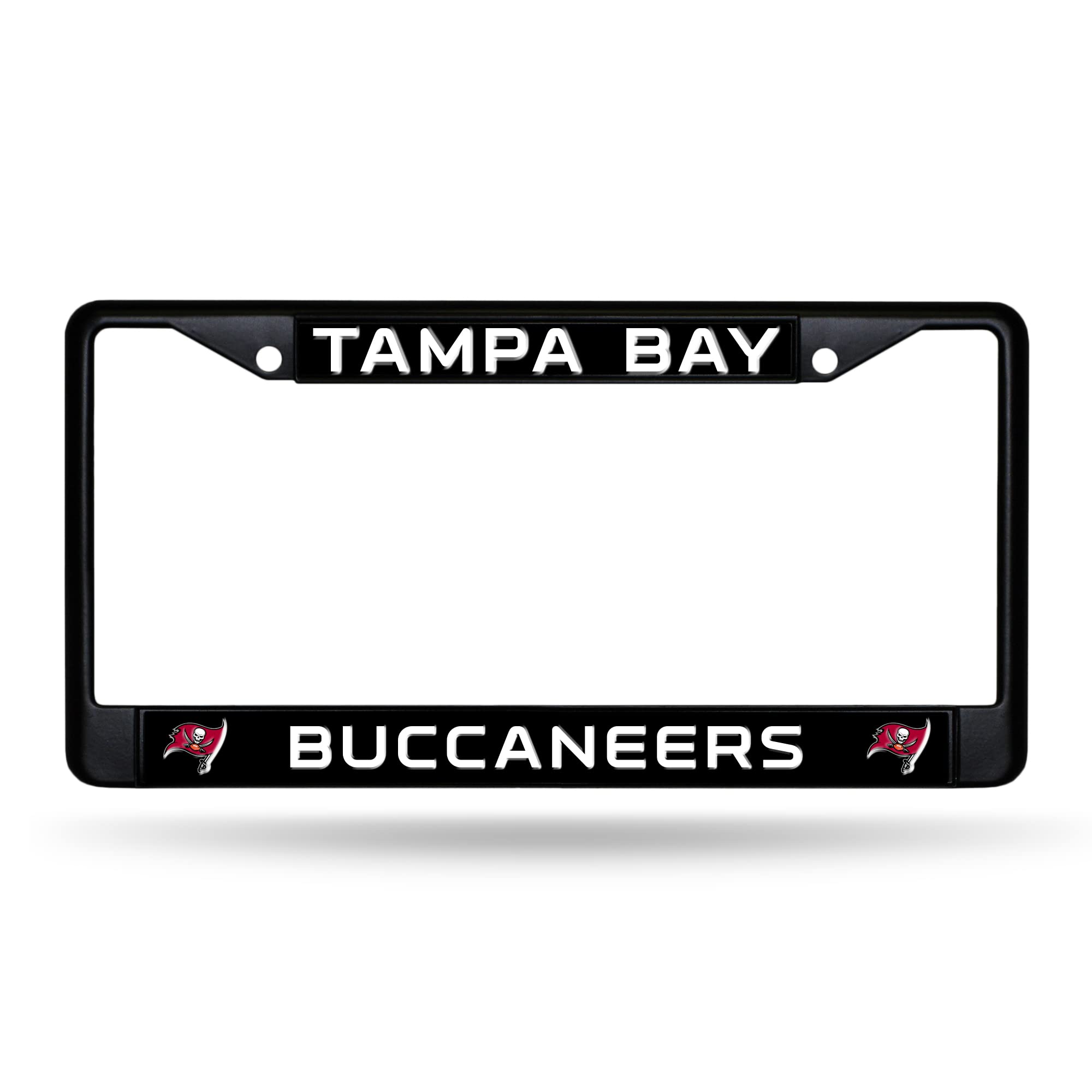 Rico Industries NFL Football Primary Black Chrome Frame with Plastic Inserts 12" x 6" Car/Truck Auto Accessory