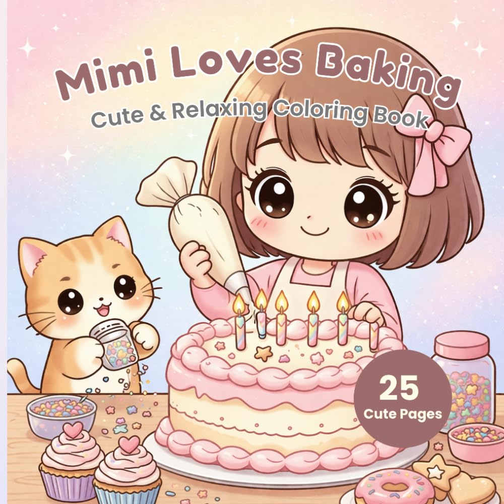 Mimi Loves Baking: Cute & Relaxing Coloring Book: A Cozy Coloring Book with Sweet Treats, Cakes, and Cute Baking Moments for Relaxation (Mimi Coloring Series)