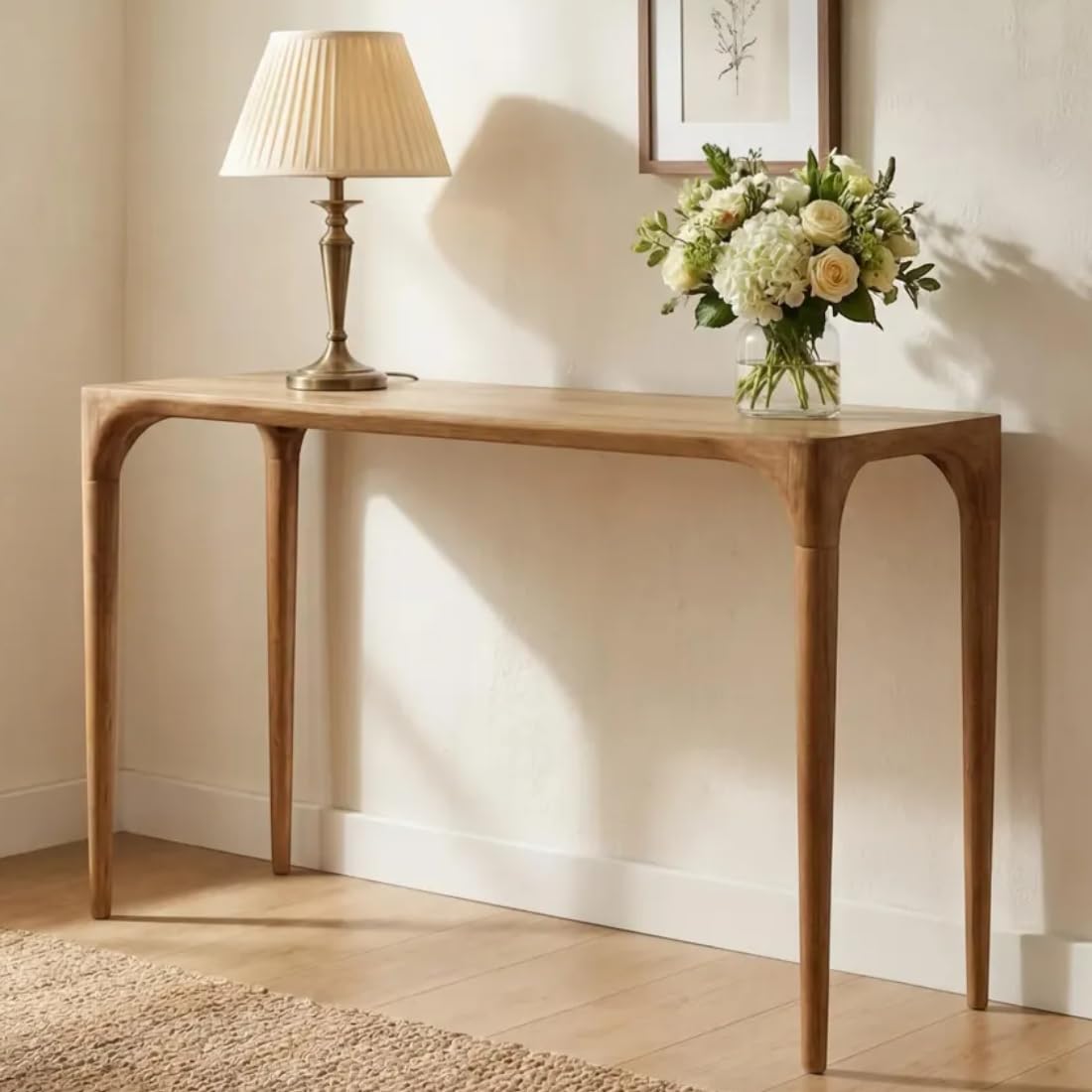 80Cm Solid Wood Console Table for Entryway, Handmade Modern Walnut Sofa Table, Narrow Hallway Table for Living Room, Foyer & Entryway, Mid-Century Accent Table-image-16
