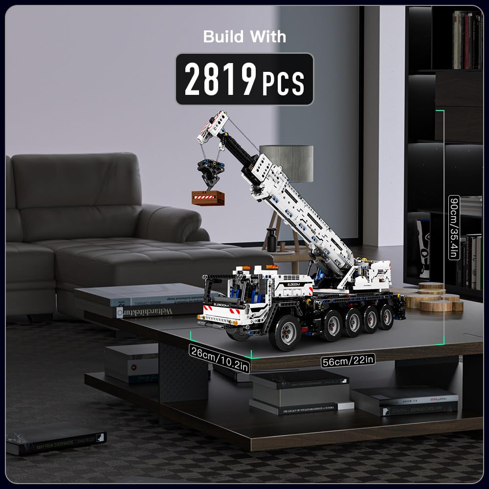 Mould King 17034 Tecnología Grúas con Control Remoto Módulos de construcción Juguetes Camiones RC Grúas de automóviles Módulos de construcción con Control Remoto y 4 Motores (2819 Piezas)