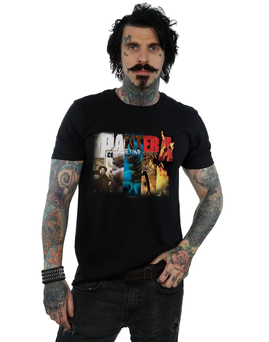 Absolute Cult Men's Black Pantera Album Collage T-Shirt XXXX-Large