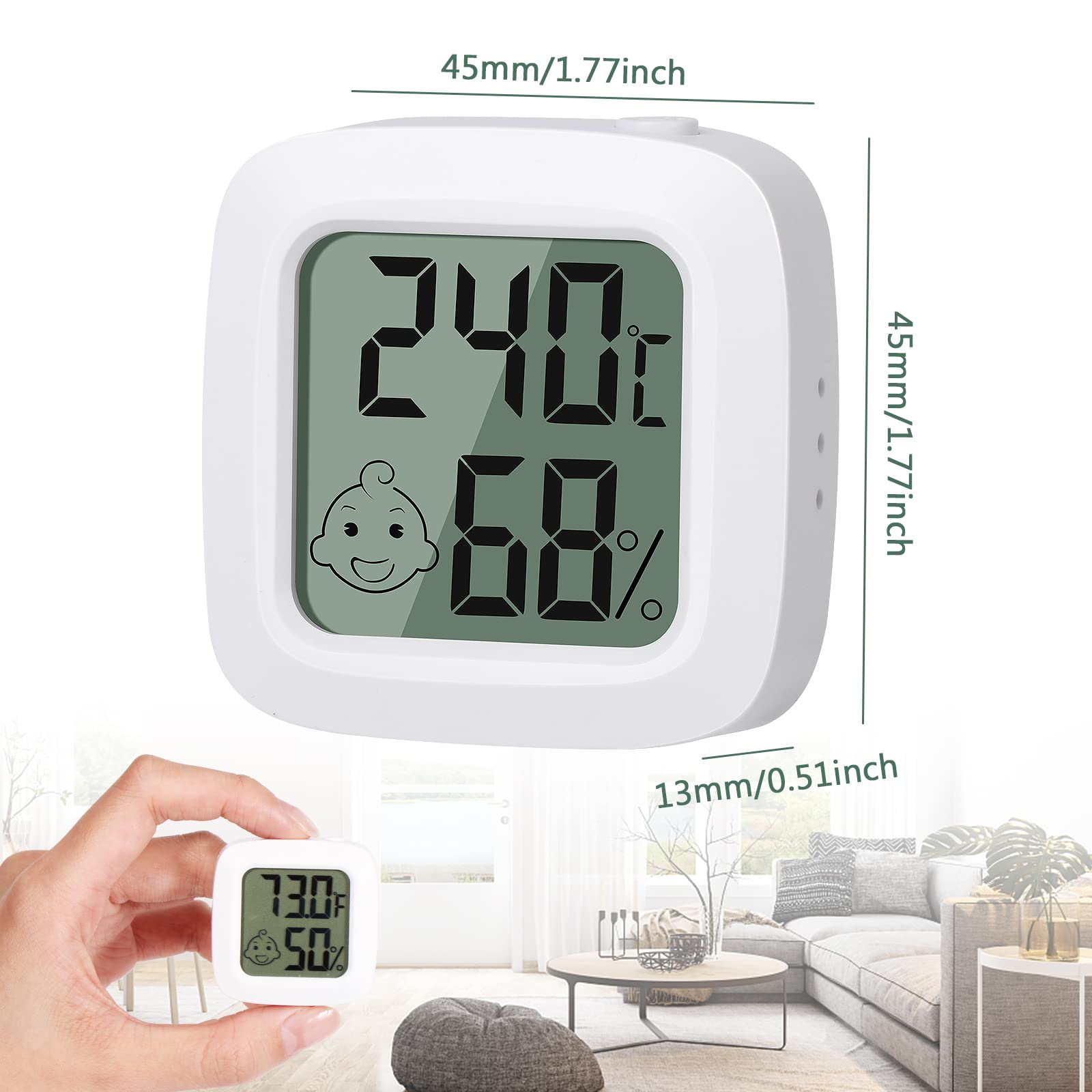 Vinabo Thermomètre Hygromètre Intérieur Digital Haute Précision 2 Pièces