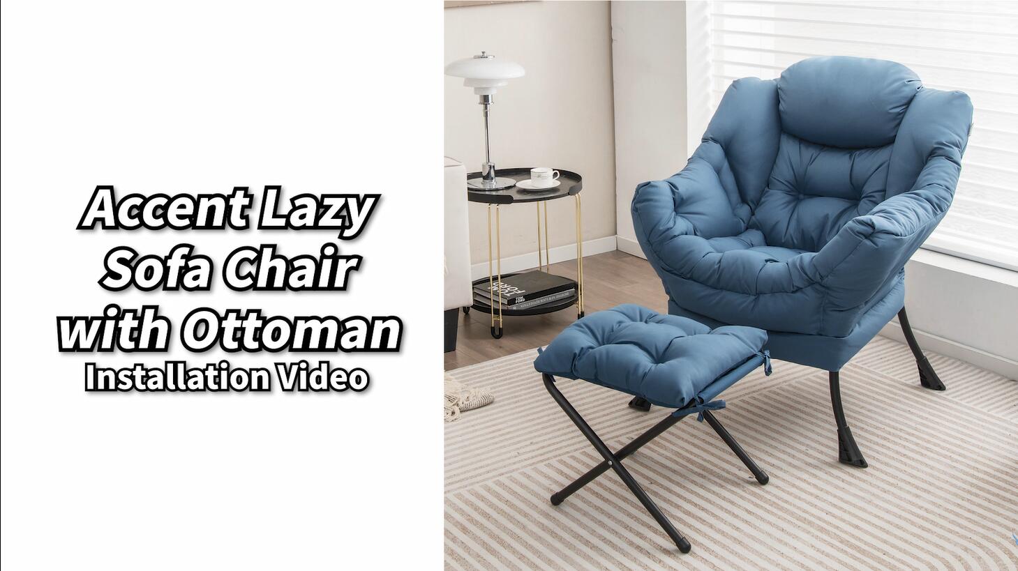 Sillón plegable cómodo marrón con otomán miniatura 7