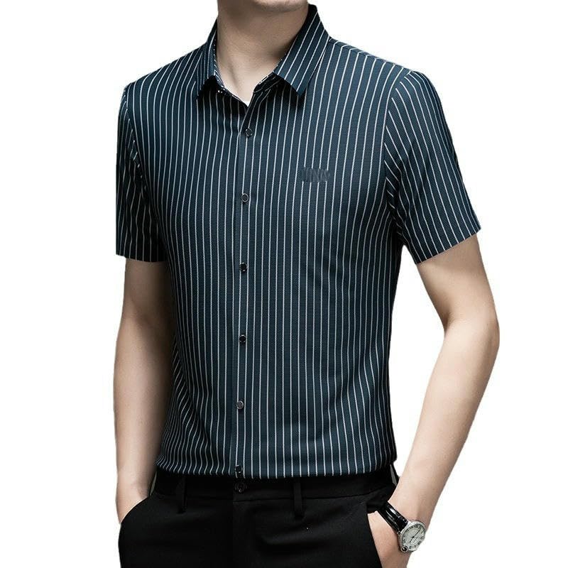 Chemise d'été manches courtes homme rayures verticales légères mode
